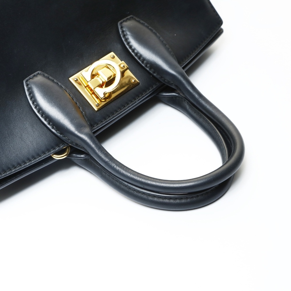 Salvatore Ferragamo Gancini canvas handbag in black - Picture 12 of 13